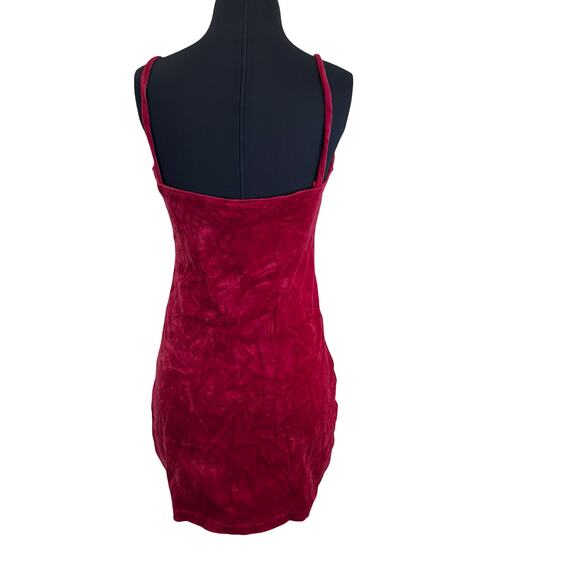 Vintage Red Velvet Mini Dress – Paris Blues 80s Spaghetti Strap Bodycon - Picture 7 of 16